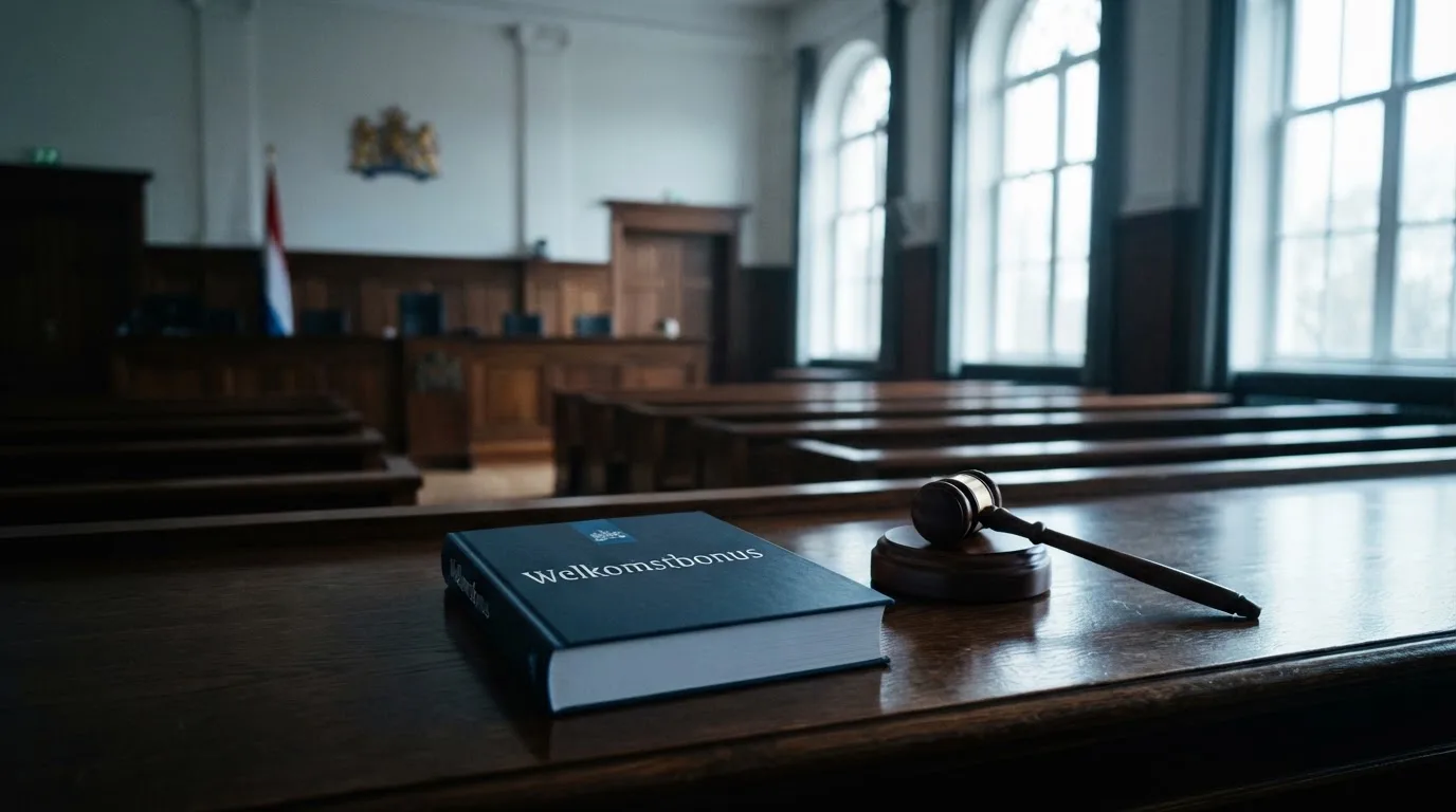 Een lege rechtszaal met houten banken in het ochtendlicht